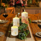 Cozeyat Flickering Flameless Electric Candles with Timer 3 Pack, Fall Maple Leaf Print LED Candles Battery Operated, Unscented Wax Pillar Tealights for Thanksgiving Day Indoor Decor - Image 4