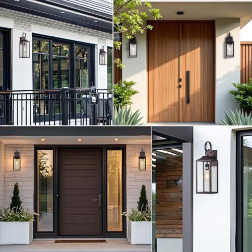 19" Large Outdoor Wall Lantern Porch Light Outdoor Bronze 2 Pack - Image 6