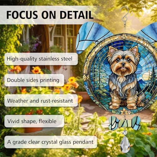 Yorkshire Terrier Dog Ears Wind Spinner, Yorkshire Terrier Wind Spinner Hanging for Yard and Garden (Yorkshire Terrier) - Image 3