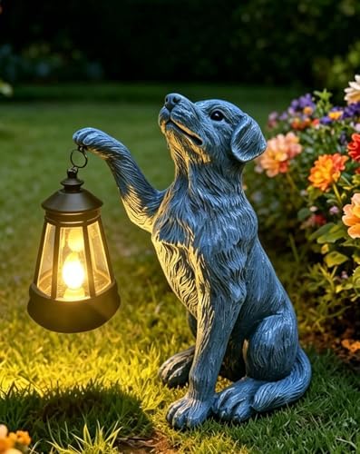 YODY Garden Statues Outdoor Garden Decor: Dog Statue with Solar Lantern for Yard Art Lawn Ornaments Porch Patio Balcony Home House - Birthday Gifts for Grandma Mom Women by YODY