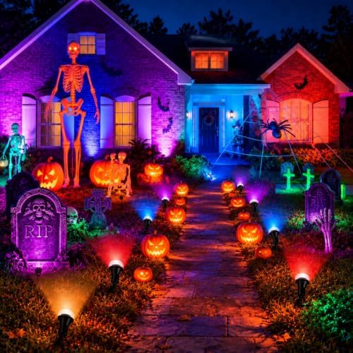 4 Pack Halloween Outdoor Spotlight Floodlight Holder Yard, 10 ft, Black - Image 4