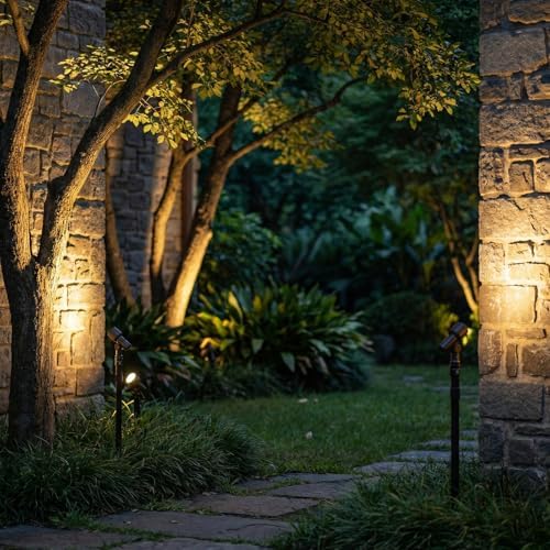 Low Voltage Spotlights 2PK Landscape Lighting LED 2700K Warm White 4W 66 Lumens Outdoor Lights Aluminum Housing Telescopic Post with Connector for Garden Yard Black Finish - Image 7
