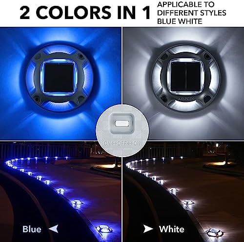 AGPTEK Solar Driveway Lights Outdoor 12 Pack, 2 Color Modes LED Deck Dock - Image 2