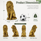 24" Gold Lion Statue Outdoor Decor, Resin Sitting Lion Sculpture, Majestic Guardian Animal Figurine for Garden, Patio, Porch, Entryway, Courtyard, Lawn & Indoor Home Decoration - Image 4