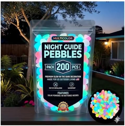 Colorful Glow-in-the-Dark Garden Stones Night Guide Pebbles Rainbow Glow in the Dark Rocks Outdoor Luminous Stones Aquarium Rocks for Garden Path Walkway Yard Fish Tank Decor (Multicolor,600) by Unknown