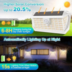 Brightever Solar Motion Sensor Outdoor Lights, 4000LM 344 LEDs Solar Outdoor Lights, IP65 Waterproof Exterior Flood Security Lights with 270° Wide Angle & 3 Modes for Patio Garage, 4-Pack White - Image 4