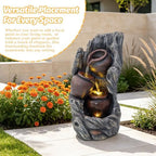 18.7" Resin Cascading Water Fountain Outdoor Indoor with LED Lights - Image 5