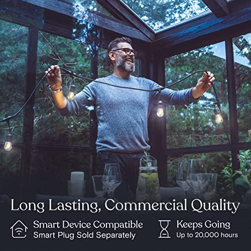 Brightech Ambience Pro - Waterproof LED Outdoor String Lights - 15 Hanging, Dimmable 2W Vintage Edison Bulbs - 48 Ft Commercial Grade Patio Lights Create Cafe Ambience in Your Backyard - Image 6