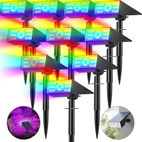 Solar Color Changing RGB Spot Lights Outdoor, 10 Pack/7 Lighting Modes by Katipeal