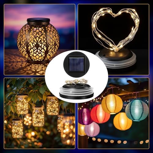 Retisee 12 Pack 3.15 Inch Warm Solar Replacement Tops with 30 LEDs, Waterproof Silicone Lid, Fairy String Lights for Outdoor Garden Lanterns & DIY Decor - Image 6