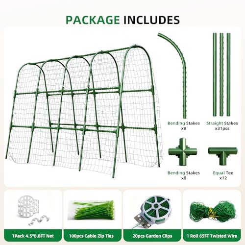 Cucumber Trellis for Raised Bed, U-Shape Garden Arch Metal Support for Climbing Plants, Metal Arch Plant Support Vegetables Trellis, Plant Support for Vine(Green, 63 * 30 * 47inch(L*W*H)) - Image 6