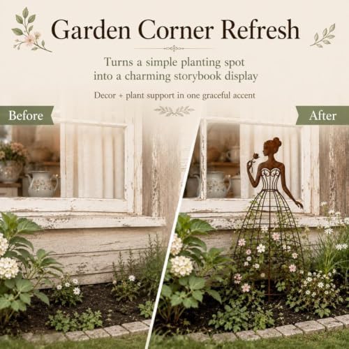 Vintage Lady Garden Trellis Stake, Rustic Garden Art Decor for Yard - Image 4