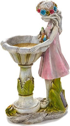 The Lakeside Collection Bird Bath Sculpture Solar Lighted Girl with Fountain - Image 4