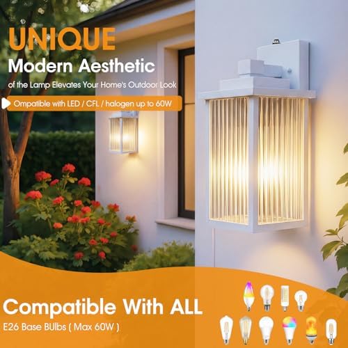 13" White Dusk to Dawn Outdoor Light, Exterior Light Fixture - Image 6