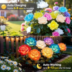 KOOPER 6 Pack Solar Lights Outdoor Garden Decor, 7 Color Changing Solar Flowers Outdoor Waterproof with 30 Bigger & Realistic Rose, Enlarged Size Panel for Patio Yard Garden Cemetery Decoration, Gifts - Image 5