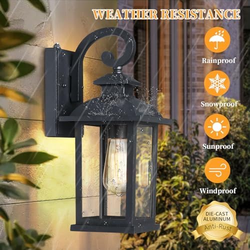 Dusk to Dawn Outdoor Porch Lights Wall Mount 2-Pack, Matte Black - Image 6