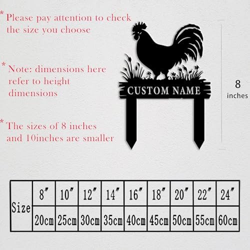 Iron Rooster Garden Stake,Personalized Name Plaque Sign,Chicken Coop Sign,Custom Metal Yard Art for Outdoor Decor, Rustproof Lawn Ornament, Farmhouse Insert Sign for Garden & Patio - Image 3
