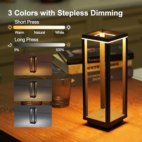 4Pack Cordless Table Lamp Rechargeable, 10" Portable Table Light - Image 3