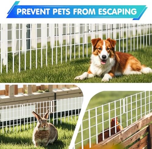 26 Panels No Dig Fence, 28ft(L) x 17in(H) Dog Digging Fencing Barrier, 1.2in Gap Animal Barrier for Bottom of Fence, Rustproof Metal Garden Edging Border Ground Defense for Outdoor Patio, White - Image 7