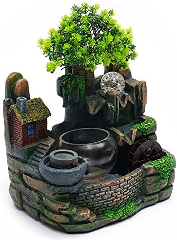 Desktop Rockery Waterfall Fountain, Tabletop Mini Rockery Crafts, Indoor Fountain Rock Resin Ornament,Living Room Desktop Bonsai Ornaments,Home Interior Decoration Resin Craft by JUOPTGJ