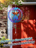 Light Catcher Wind Spinners Outdoor with Spiral Tail - Butterfly 3D Hanging Garden Yard Patio Window Decor Gift for Women Mom Grandma Wife, Kinetic Spin Eye-Catching Fun to Watch Art Sculptures - Image 2