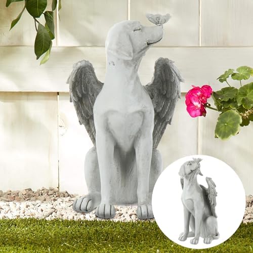 Resin Memorial Dog Angel Statue, Outdoor Garden Grave Tribute Stone - Image 7