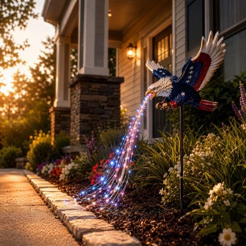 Solar Garden Light, Eagle Watering Can Stake with Cascading Lights by Unknown
