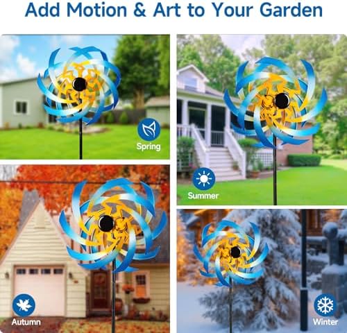 Wind Spinners Outdoor Garden Decor, 360°Metal Kinetic Wind Sculpture Spinner, 16W*76H inch Windmill for Yard, Patio, Backyard, Garden Gifts for Women - Image 6