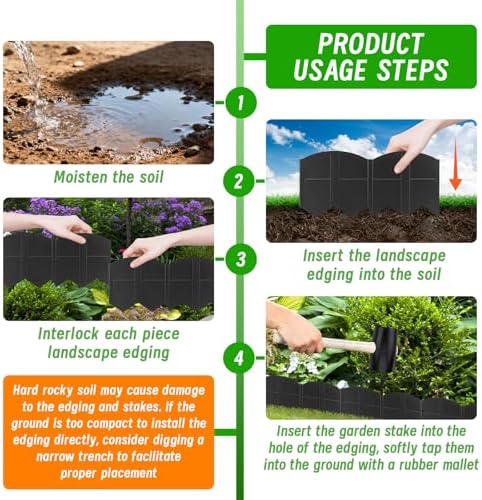 30Pcs 30Ft Black Landscape Edging Border Decorative Garden with Stakes Kits - Image 6