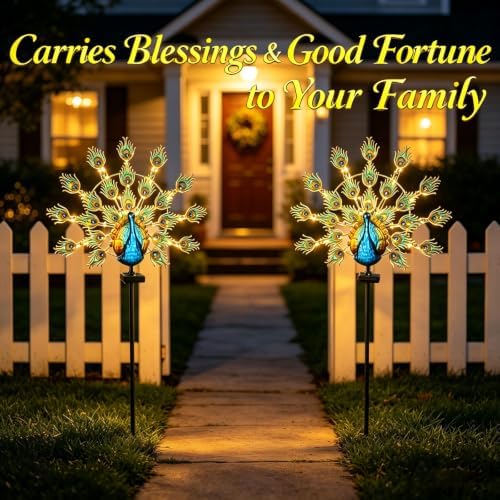 Large Solar Peacock Decorative Garden Stake Metal Yard Art Decor - Image 2