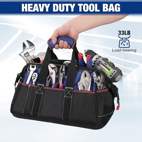 WORKPRO 16-inch Wide Mouth Tool Bag with Water-Proof Molded Base - Image 3