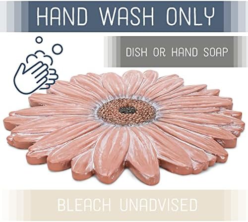 NAT & Jules Gerbera Daisy Flower Shaped Dimensional Indoor Outdoor 12 inch Cast Resin Decorative Garden Stepping Stone, Patio, Walkway Sculpture Yard Art, Terracotta - Image 3