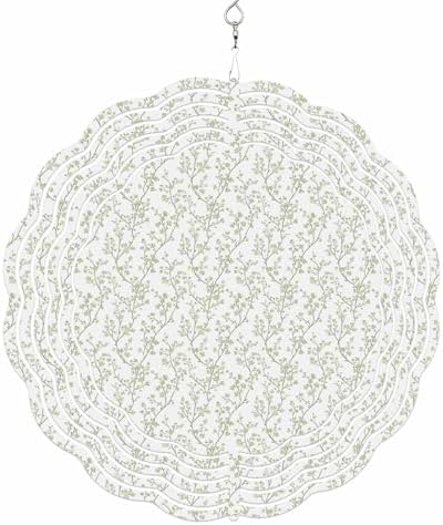 Wind Spinners for Yard Garden, Green Sage Leaves Branches Flower 3D Stainless Steel Round Hanging Spinners Indoor Outdoor Kinetic Yard Art,12 Inch, Spring Botanical - Image 6