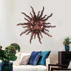 VZVXCC Large Metal Sun Wall Art Decor- 30 inches Sun Wall Hanging Decoration for Indoor Outdoor, 3D Sun Face Metal Wall Sculpture for Home Bedroom Living Room Office Garden Yard Patio(Bronze) - Image 4