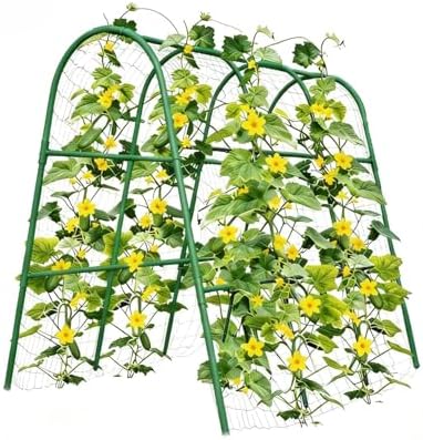 5.4FT Garden Trellis Arch for Climbing Plants, Cucumber & Melon Trellis for Raised Beds, u-Shape Plant Support with Plastic Connectors for Vegetables, Peas, Tomatoes,﻿ Cucumber by EcoSummer