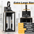 19" Large Outdoor Wall Lights Modern Front Porch Lantern Wall Mount 2-Light - Image 3