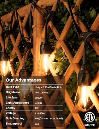 XMCOSY+ Outdoor String Lights, 120FT Patio Lights with 42 LED Bulbs - Image 4