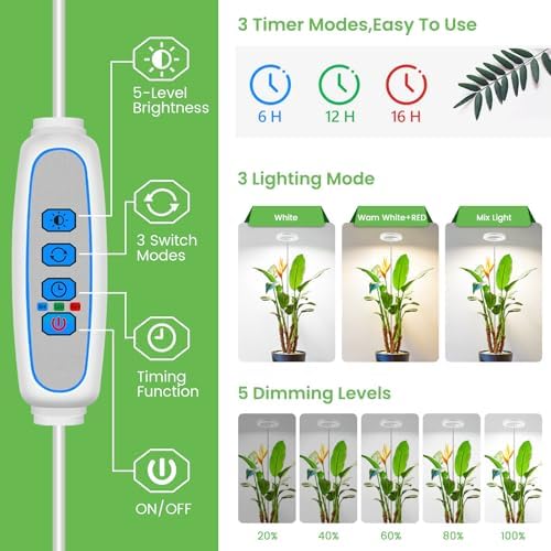 Aokrean 6.3in Grow Lights for Indoor Plants,6000K Full Spectrum Plant Light - Image 4