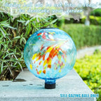 VCUTEKA Solar Gazing Ball, Glass Garden Globes for Outdoor Decor, 10" Swirl - Image 4