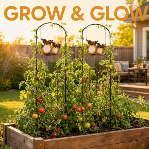 Solar Owl Garden Trellis Metal Climbing Plant Stake - Image 2