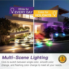 4-Pack 7 Inch RGB + White Hardscape Lighting, 5W 200LM Color Changing LED Retaining Wall Lights Swivel, 12V-24V AC/DC Paver Lights, IP65 Waterproof Outdoor Step Lights, ETL Certified - Image 6
