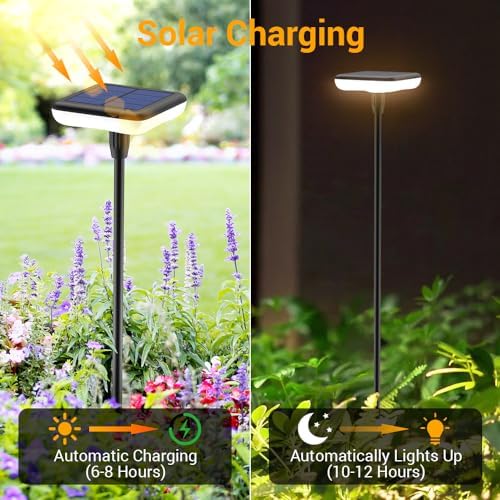 Solar Lights Outdoor Garden 4 Pack Solar Pathway Light 31" Tall Solar Landscape Lights 34LM Bright Up to 12H IP65 Waterproof Auto On/Off for Walkway Outside Yard Path Patio Lawn Flower Bed plant Decor - Image 3