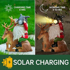 VChymm Garden Gnome Statues Resin Gnome Sitting On Deer Statues Solar Lights Outdoor Telescope Gnome Gifts for Yard, Patio Decor Gift (Deer Gnome) - Image 6