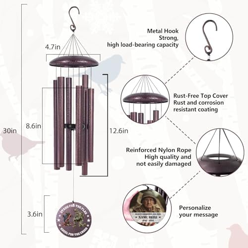 Personalized Memorial Soldier Wind Chimes for Loss Comrade-in-arms - Image 3