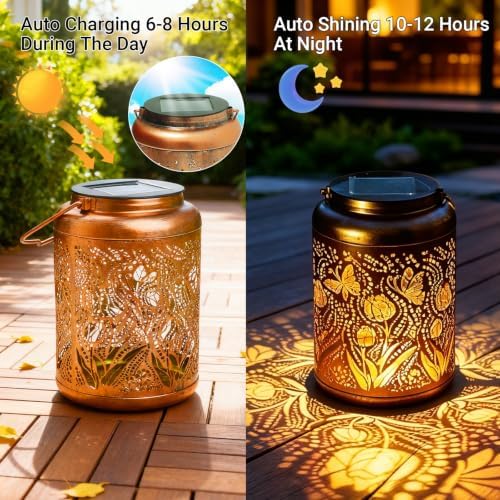 2 Pack Waterproof Butterfly Solar Lantern Outdoor Hanging Garden Light - Image 5