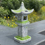 Solar Pagoda Lantern Statue Moss Covered 31.5”H LED Japanese Zen Decor - Image 4