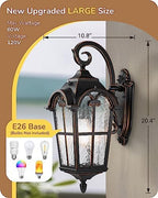 EDISHINE Dusk to Dawn Outdoor Wall Light 20.4 Inch Waterproof Black - Image 3