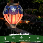 Hot Air Balloon Solar Lantern - U.S Flag Patriotic Glass Lantern, Simulated Flickering & Dancing Flame, Outdoor Hanging Yard Light Waterproof IP65, Ideal 4th of July Gift for Patriot Patio Decor - Image 4