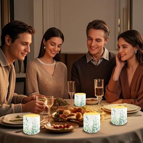 Green Leaves Flameless Candles Flickering Battery Operated 4 Pack Realistic LED Candles with Timer 12-Key Remote Control Decorative Lighting for Gardens Backyards Balconies 3" Dia - Image 5