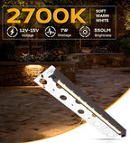 CLOUDY BAY [6 Pack] 12 Inch 12V-15 VAC/DC Low Voltage Hardscape Lighting Paver Light,Retaining Wall Lights Outdoor,IP65 Waterproof, 7W 2700K Soft White,Frost Lens Deck Step Light - Image 2